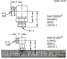 Adapter Fitting - ORFS, STUD ELB,LG (20-20 SDEL) 38H1639