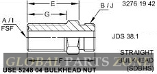 Adapter Fitting - STUD BULKHEAD, ORFS 38H1604