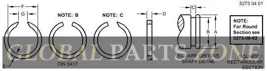 Piston Ring - SNAP RING - SQ. EXT. 5/8 CLSD. A27756