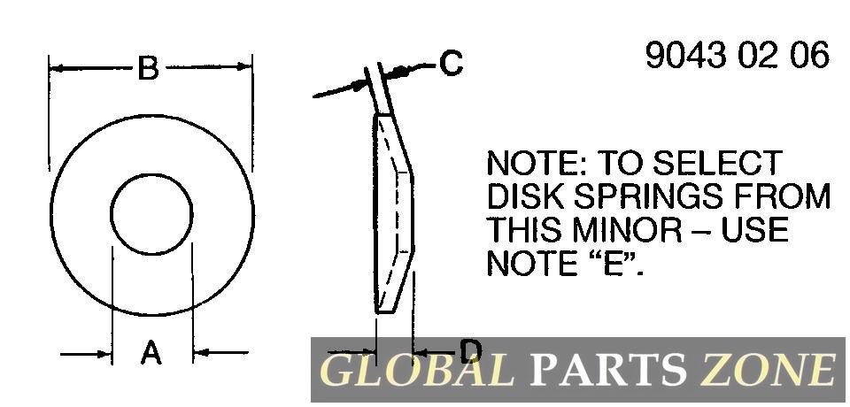 Disk Spring - DISC SPRING,DIN2093-A,12.2X25X1.5-S 12M6191