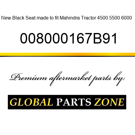 New Black Seat made to fit Mahindra Tractor 4500 5500 6000++ 008000167B91