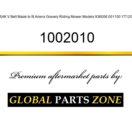 B54K V Belt Made to fit Ariens Gravely Riding Mower Models 936006 001150 YT12G + 1002010