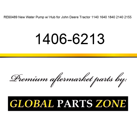RE60489 New Water Pump w/ Hub for John Deere Tractor 1140 1640 1840 2140 2155 + 1406-6213
