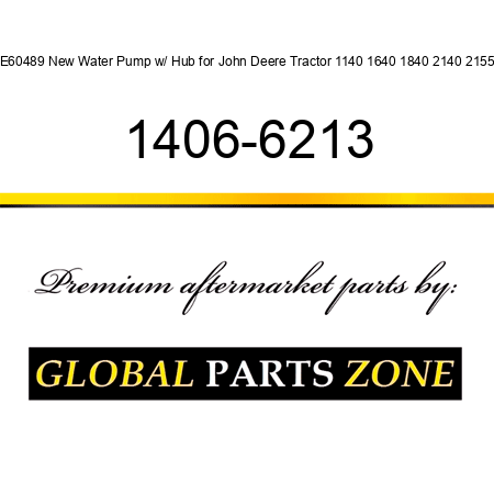 RE60489 New Water Pump w/ Hub for John Deere Tractor 1140 1640 1840 2140 2155 + 1406-6213