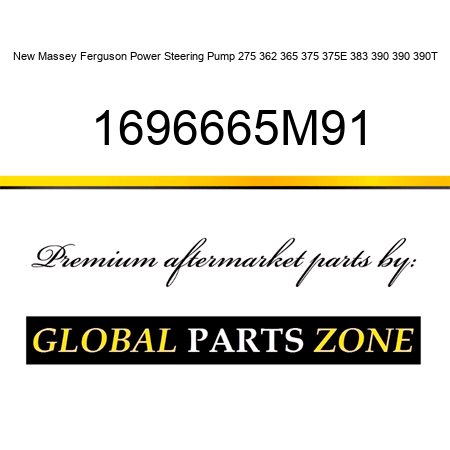New Massey Ferguson Power Steering Pump 275 362 365 375 375E 383 390 390 390T 1696665M91
