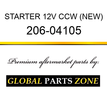 STARTER 12V CCW (NEW) 206-04105