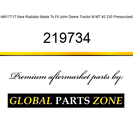 AM1771T New Radiator Made To Fit John Deere Tractor M MT 40 330 Pressurized 219734