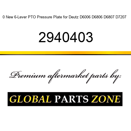 0 New 6-Lever PTO Pressure Plate for Deutz D6006 D6806 D6807 D7207 + 2940403