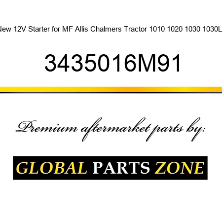 New 12V Starter for MF Allis Chalmers Tractor 1010 1020 1030 1030L + 3435016M91