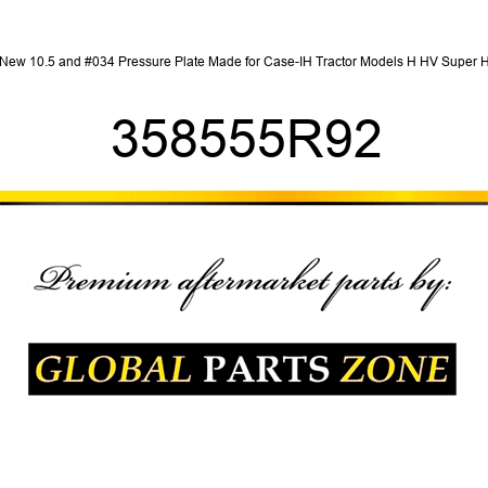 New 10.5" Pressure Plate Made for Case-IH Tractor Models H HV Super H 358555R92