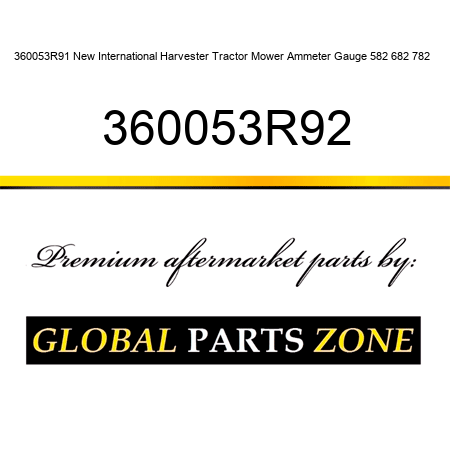360053R91 New International Harvester Tractor Mower Ammeter Gauge 582 682 782 + 360053R92