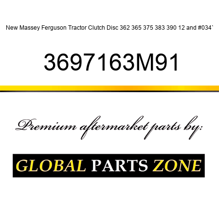 New Massey Ferguson Tractor Clutch Disc 362 365 375 383 390 12"` 3697163M91