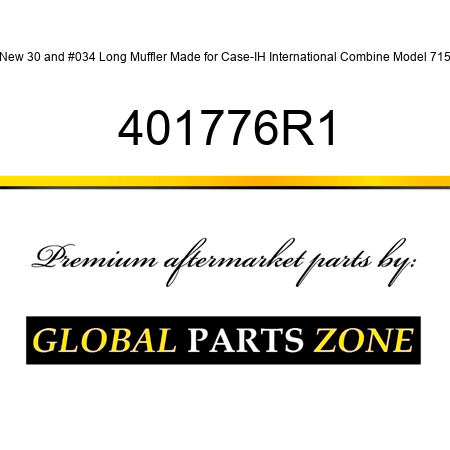 New 30" Long Muffler Made for Case-IH International Combine Model 715 401776R1
