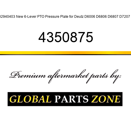 02940403 New 6-Lever PTO Pressure Plate for Deutz D6006 D6806 D6807 D7207 + 4350875