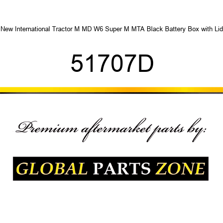 New International Tractor M MD W6 Super M MTA Black Battery Box with Lid 51707D