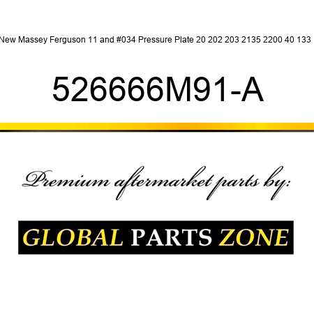 New Massey Ferguson 11" Pressure Plate 20 202 203 2135 2200 40 133 + 526666M91-A