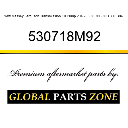 New Massey Ferguson Transmission Oil Pump 204 205 30 30B 30D 30E 304 + 530718M92