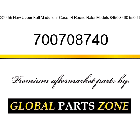 1002455 New Upper Belt Made to fit Case-IH Round Baler Models 8450 8460 550 560 700708740