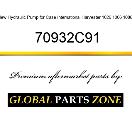 New Hydraulic Pump for Case International Harvester 1026 1066 1086 + 70932C91
