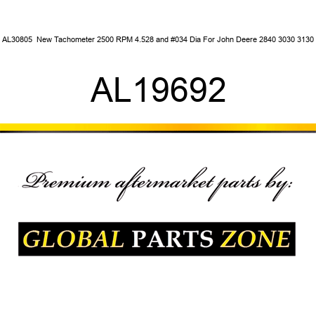 AL30805  New Tachometer 2500 RPM 4.528" Dia For John Deere 2840 3030 3130 AL19692