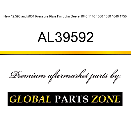 New 12.598" Pressure Plate For John Deere 1040 1140 1350 1550 1640 1750+ AL39592