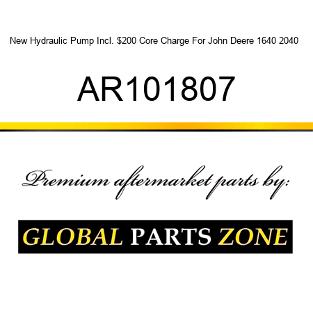 New Hydraulic Pump Incl. $200 Core Charge For John Deere 1640 2040 + AR101807