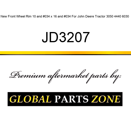 New Front Wheel Rim 10" x 16" For John Deere Tractor 3050 4440 6030 + JD3207