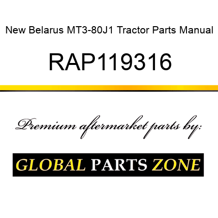 New Belarus MT3-80J1 Tractor Parts Manual RAP119316