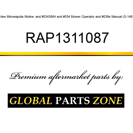 New Minneapolis Moline "SMH" Mower Operator's Manual (S-146) RAP1311087