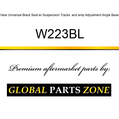 New Universal Black Seat w/ Suspension Tracks & Adjustment Angle Base W223BL