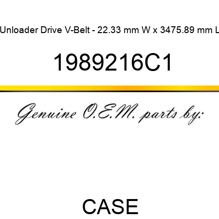 Unloader Drive V-Belt - 22.33 mm W x 3475.89 mm L 1989216C1