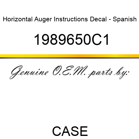 Horizontal Auger Instructions Decal - Spanish 1989650C1