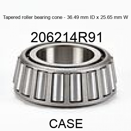 Tapered roller bearing cone - 36.49 mm ID x 25.65 mm W 206214R91