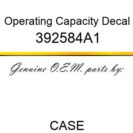 Operating Capacity Decal 392584A1
