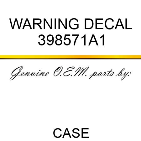 WARNING DECAL 398571A1