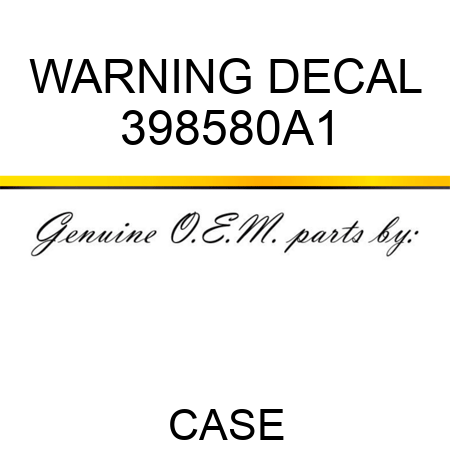 WARNING DECAL 398580A1