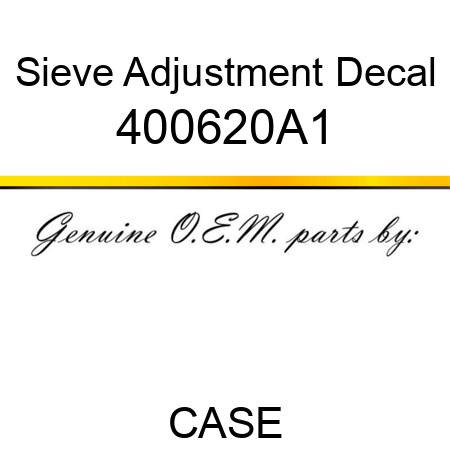 Sieve Adjustment Decal 400620A1