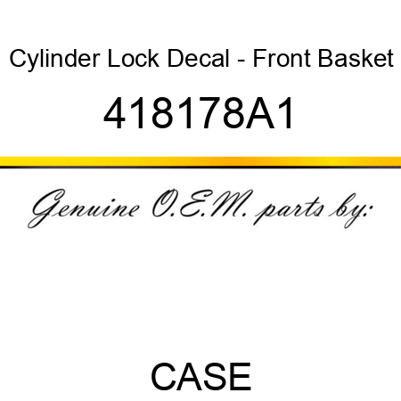 Cylinder Lock Decal - Front Basket 418178A1