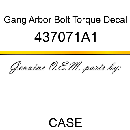 Gang Arbor Bolt Torque Decal 437071A1
