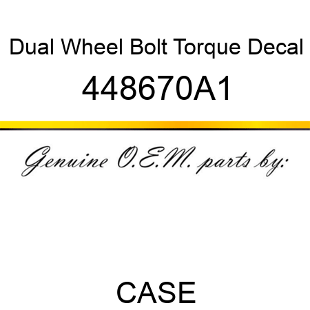 Dual Wheel Bolt Torque Decal 448670A1