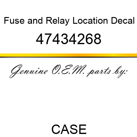 Fuse and Relay Location Decal 47434268