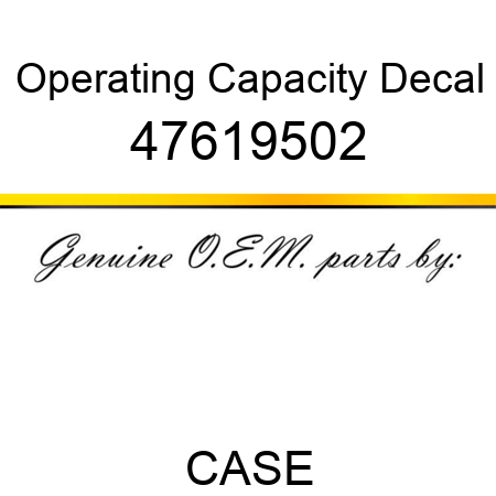 Operating Capacity Decal 47619502