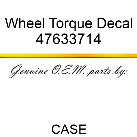 Wheel Torque Decal 47633714