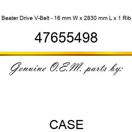 Beater Drive V-Belt - 16 mm W x 2830 mm L x 1 Rib 47655498