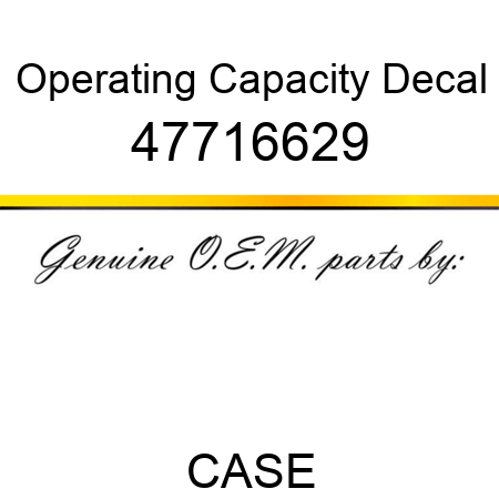 Operating Capacity Decal 47716629