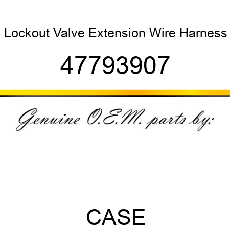 Lockout Valve Extension Wire Harness 47793907