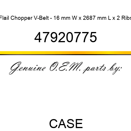 Flail Chopper V-Belt - 16 mm W x 2687 mm L x 2 Ribs 47920775