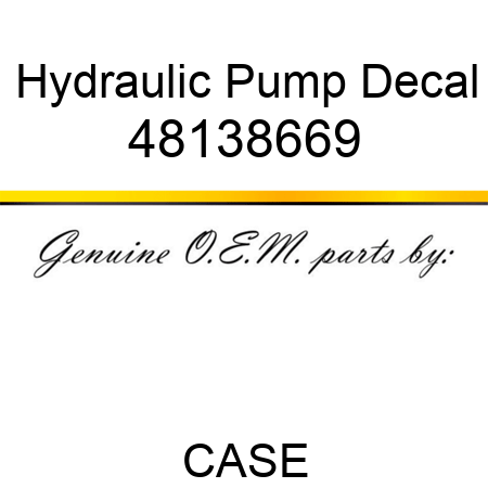 Hydraulic Pump Decal 48138669
