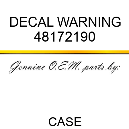 DECAL, WARNING 48172190