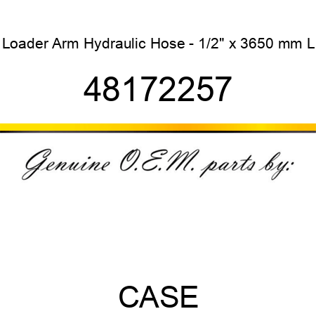 Loader Arm Hydraulic Hose - 1/2" x 3650 mm L 48172257